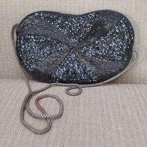 Karen Mitchell Beaded and Sequined Special Occasion Shoulder Bag in Gray